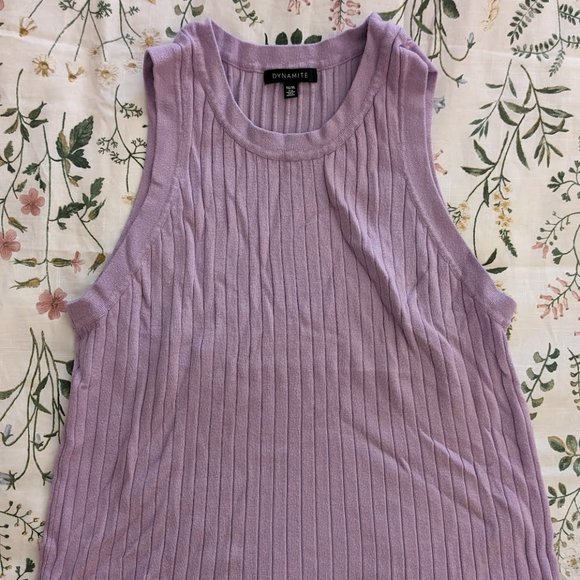 Dynamite Lilac Purple Ribbed Tank Top - Picture 2 of 2